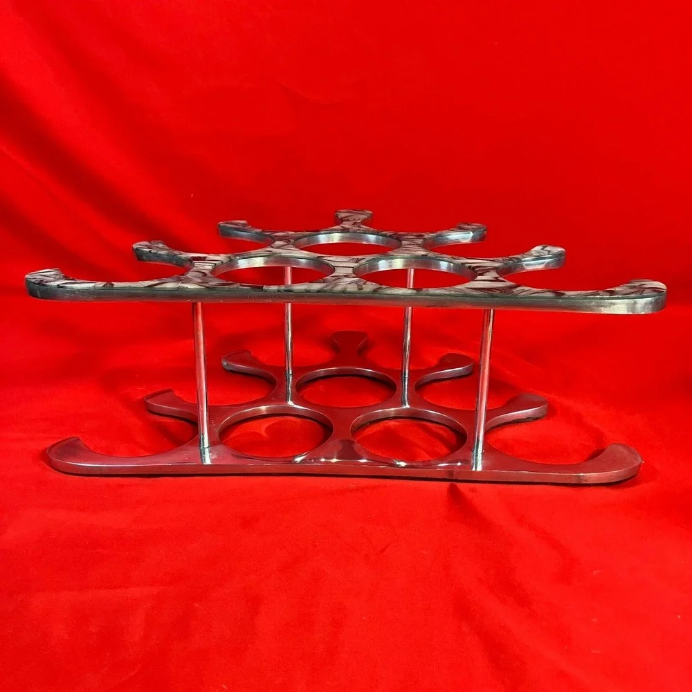 Aluminum‎ 9-bottle Wine Rack / Tiled Abstract Liquor / Michael Noll Style / 80s
